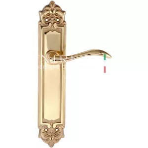 Дверная ручка AGATA (Агата) 310 на планке PL02 полированная латунь F01 под цилиндровый механизм CYL