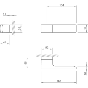 Ручка Tupai Big Line 4084 RE-96 хром матовый