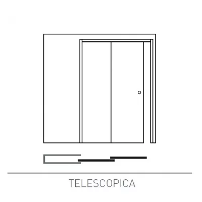 Пенал KIT TELESCOPIC SINGLE 1540x2100мм сдвигать двухстворчатую раздвижную дверь в одну сторону, (под обрамление) - ETK160DB