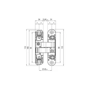 Скрытая петля HAFELE K1000 3D 180° комплект (матовый хром)