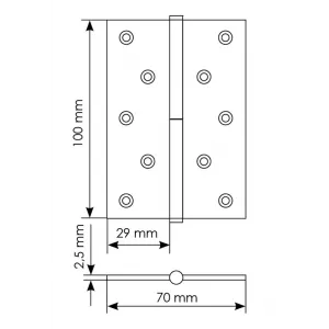 MSD 100X70X2.5 PC R, стальная петля правая, хром