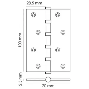 MS 100X70X2.5-4BB SC, стальная петля универсальная 1шт.,матовый хром