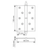 MB 120X80X3.5 PG R C, петля латунная Morelli с коронкой правая, цвет - золото