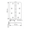 MS-C 100X70X2.5-4BB SN, петля стальная Morelli скругленная универсальная, цвет - белый никель