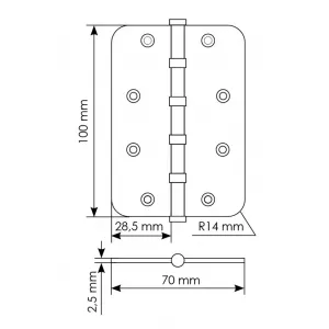 MS-C 100X70X2.5-4BB SN, стальная петля скругленная универсальная, белый никель