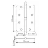 MS-C 100X70X2.5 AB R, петля стальная Morelli скругленная правая, цвет - бронза