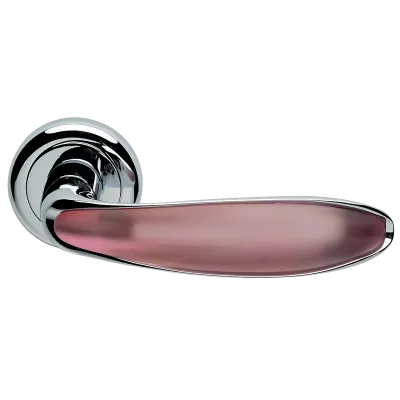 Morelli Дверная ручка MURANO R4 CRO/ROSA, цвет -  матовый хром/кварц