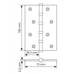 MS 100X70X2.5-4BB W, стальная петля универсальная 1шт.,белый