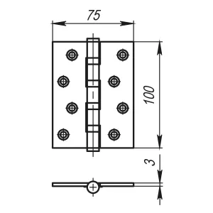 Петля универсальная IN4500UC PN (500-C4) 100x75x3 перл. никель Box