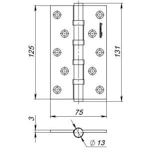 Петля универсальная IN5500UC PN (500-C5) 125х75х3 перл. никель Box