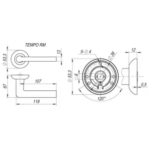 Дверная ручка TEMPO RM SN/CP-3