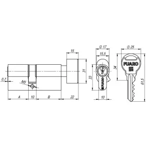 Цилиндровый механизм с вертушкой R302/60 mm (25+10+25) CP хром 5 кл.