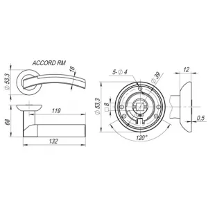 Дверная ручка ACCORD RM SN/CP-3