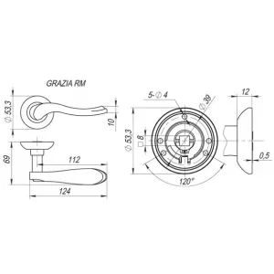 Дверная ручка GRAZIA RM SN/CP-3