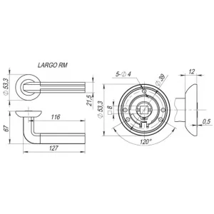 Дверная ручка LARGO RM SN/CP-3