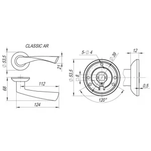 Дверная ручка CLASSIC AR SN/CP-3 матовый никель/никель, квадрат 8x140 мм