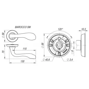 Дверная ручка BAROCCO SM GOLD-24 золото 24К