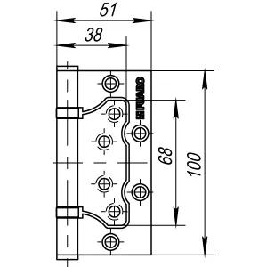 Петля универсальная без врезки IN4500W-BL PB (500-2BB/BL 100x2,5) латунь БЛИСТЕР