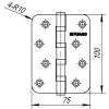 Петля Fuaro (Фуаро) универсальная IN4400U-R10 SN (4BB-R10 100x75x2,5) мат. никель