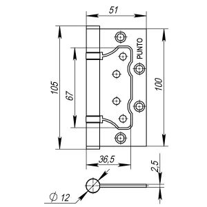 Петля универсальная без врезки IN4200W AC (200-2B 100x2,5) медь