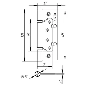 Петля универсальная без врезки IN5200W CFB (200-2B 125x2,5) кофе глянец