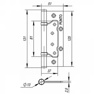 Петля универсальная без врезки IN5200W GR (200-2B 125x2,5) графит