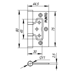 Петля универсальная без врезки IN3200W AB (200-2B 75x2,5) бронза