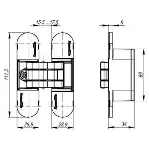 Петля скрытой установки U3D6000 AB (11160UN3D) бронза