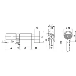 Цилиндровый механизм с вертушкой 100 ZM 70 mm (30+10+30) BP латунь 5 кл.