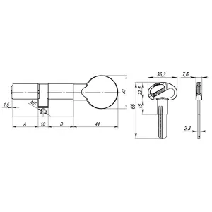 Цилиндровый механизм D-PRO502/120 mm (55+10+55) CP хром 5 кл.