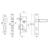 Замок Punto (Пунто) врезной цилиндровый с защёлкой в комплекте с ручкой KIT P90 4585/3 ORION SN/CP (мат. никель/хр