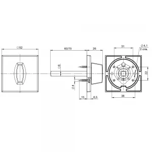 Ручка поворотная BKW8x75 RL (хром) CP-8