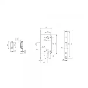 Замок межкомнатный под цилиндр MAGNET M85C-50 WH-19 белый  (new plate)