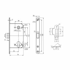 Корпус замка PL85-50 BL (черный)