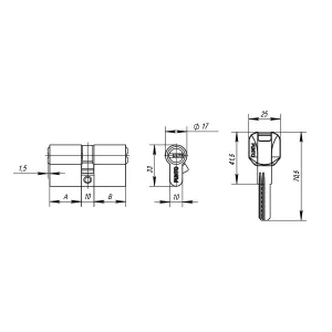 Цилиндровый механизм Z400/100 mm (30+10+60) CP хром 5 кл.