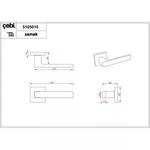 Ручки дверные CEBI LETA SQ цвет MP21 (белый)