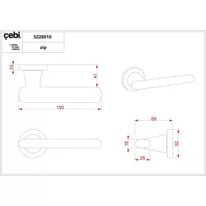 Ручки дверные CEBI CASTA цвет MP67 (антрацит полимер)