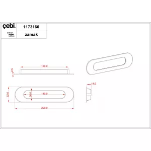 Ручка раздвижная CEBI A1173 160мм PC35 (матовое золото полимер) ,1шт