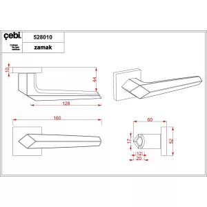 Ручки дверные CEBI SATA SQ цвет MP05 (матовый хром полимер)