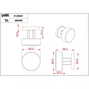 Ручка кноб дверная поворотная CEBI A5126 061 MP27 (черный матовый никель) серия IRIS, комплект