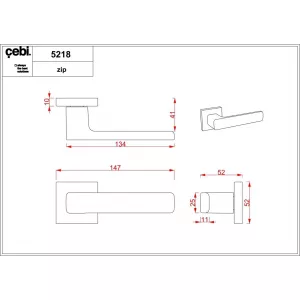 Ручки дверные CEBI FLAT SQ комплект ET  цвет MP05 (матовый хром полимер)