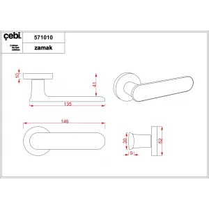 Ручки дверные CEBI OVA  цвет MP21 (белый)