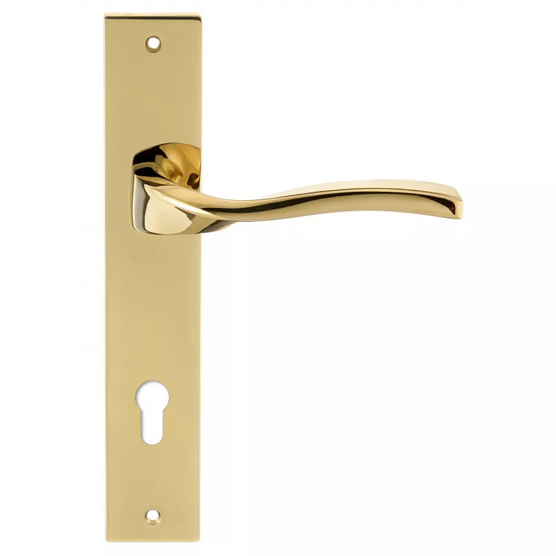 Дверная ручка на планке Extreza PERLA-PL13-CYL-85-F06-PVD (PERLA 114) полированная латунь PVD