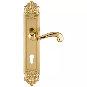 Дверная ручка на планке Extreza BERTA-PL02-CYL-85-F01 (BERTA 312) полированная латунь