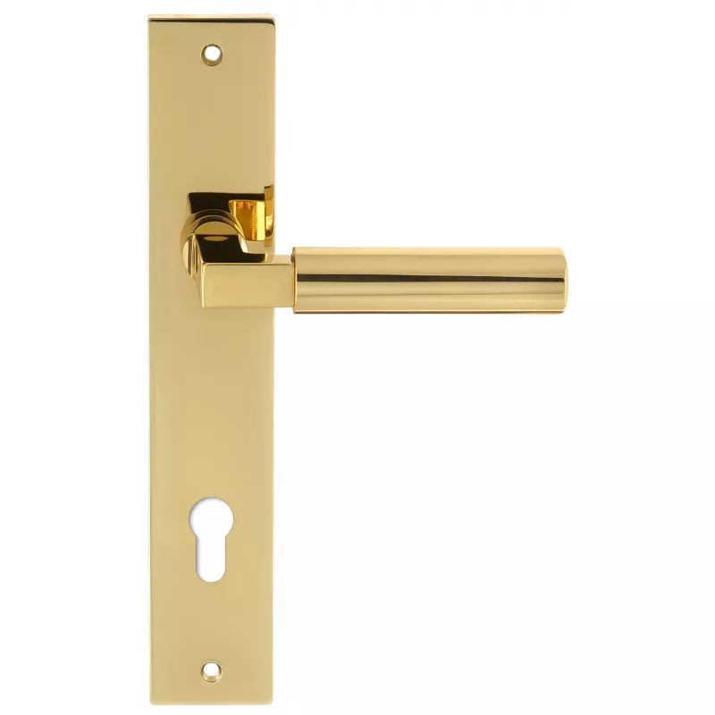 Дверная ручка на планке Extreza STEM-PL13-CYL-85-F01-F06 (STEM 135) полированная латунь / латунь PVD