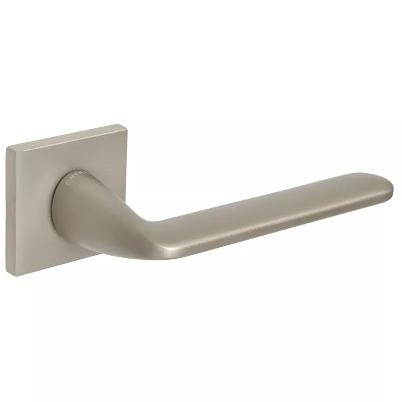 Дверная ручка Extreza HI-TECH "VIKI" 127 на квадратной розетке R15 матовый никель F20 (5 мм)