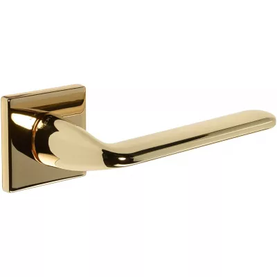 Дверная ручка Extreza HI-TECH "VIKI" 127 на квадратной розетке R15 полированная латунь F01 (5 мм)