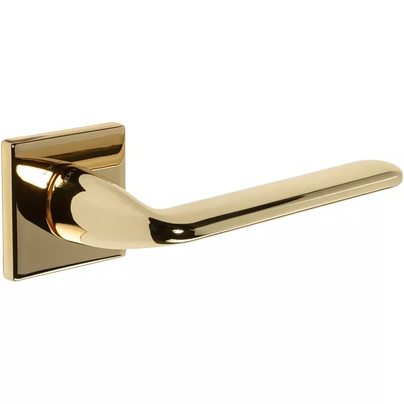 Дверная ручка Extreza HI-TECH "VIKI" 127 на квадратной розетке R15 полированная латунь F01 (5 мм)