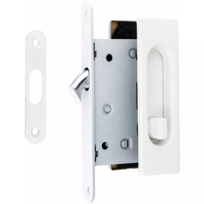 Комплект ручек с замком купе Extreza P401-WC под сантехническую завертку, белый F26