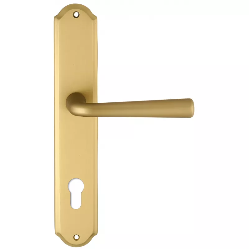 Дверная ручка Extreza "SANDRO" (Сандро) 332 на планке PL01 матовая латунь F02 под цилиндровый механизм CYL